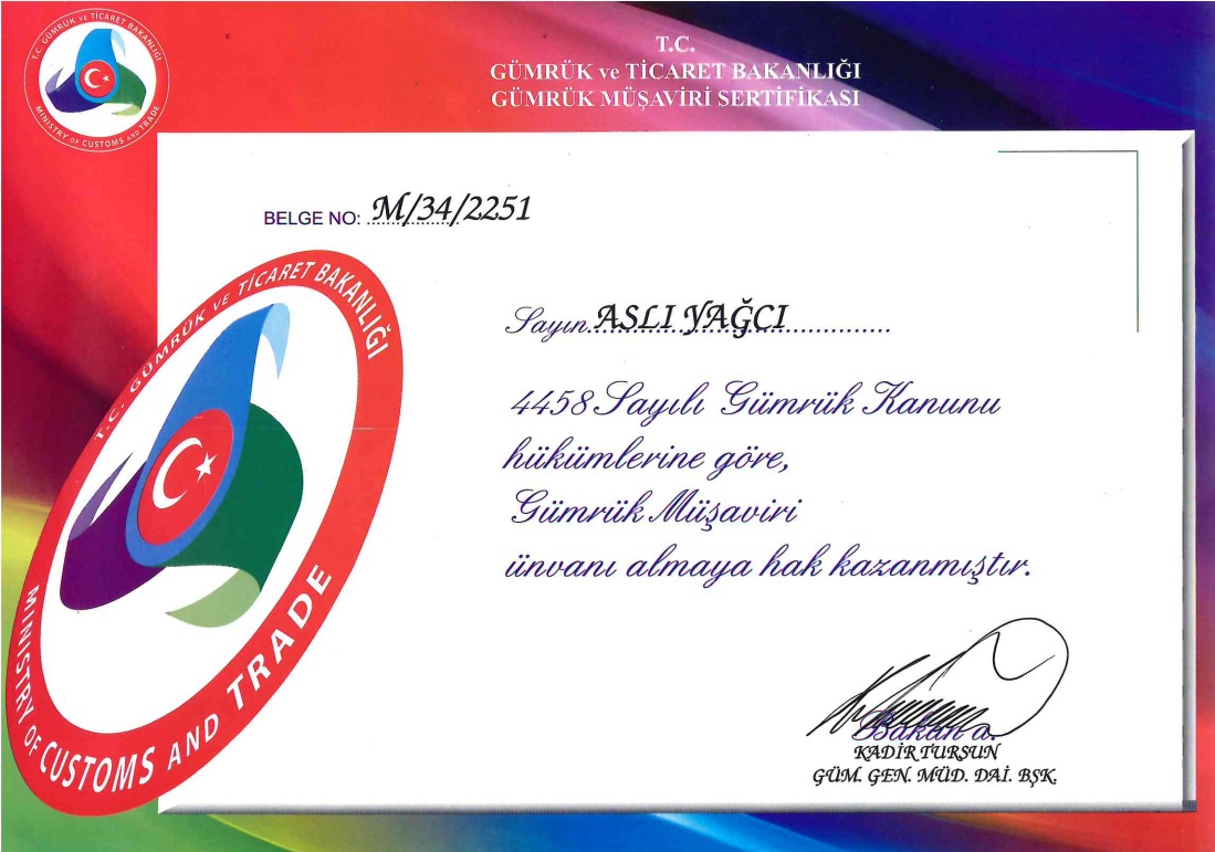 Gümrük Müşavirliği İzin Belgesi